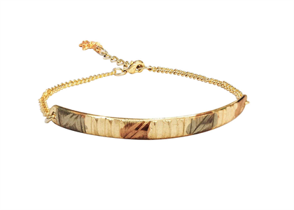 Gold Plated Three Tone Charm Fashion Bangle Bracelet